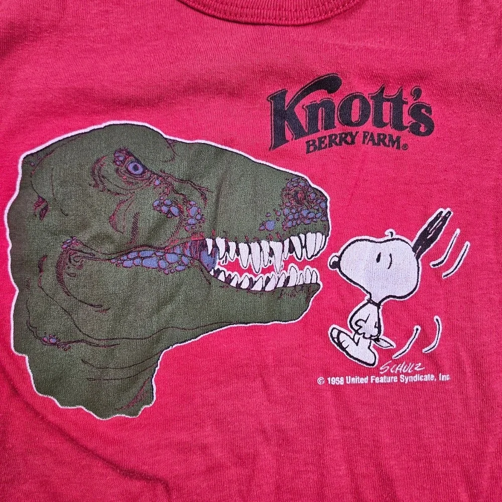 Vintage Knotts Berry Farm Kingdom Of The Dinosaurs Snoopy Shirt Youth Medium 50s